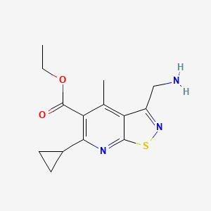 Ethyl 3-(aminomethyl)-6-cyclopropyl-4-methyl-[1,2]thiazolo[5,4-b]pyridine-5-carboxylate