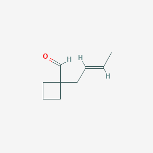 molecular formula C9H14O B13212704 1-(But-2-en-1-yl)cyclobutane-1-carbaldehyde 