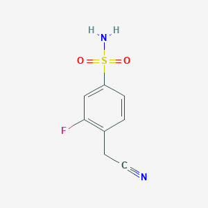 molecular formula C8H7FN2O2S B13212878 4-(Cyanomethyl)-3-fluorobenzene-1-sulfonamide 