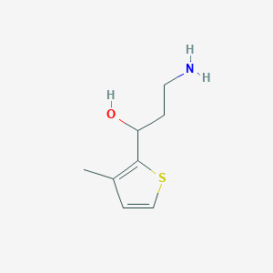 molecular formula C8H13NOS B13213145 3-Amino-1-(3-methylthiophen-2-yl)propan-1-ol 