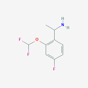 molecular formula C9H10F3NO B13213251 1-[2-(Difluoromethoxy)-4-fluorophenyl]ethan-1-amine 