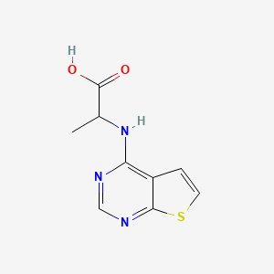 molecular formula C9H9N3O2S B13213341 2-{Thieno[2,3-d]pyrimidin-4-ylamino}propanoic acid 