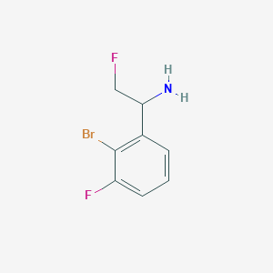 molecular formula C8H8BrF2N B13213372 1-(2-Bromo-3-fluorophenyl)-2-fluoroethan-1-amine 