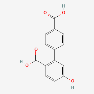 molecular formula C14H10O5 B13213385 2-(4-Carboxyphenyl)-4-hydroxybenzoic acid 