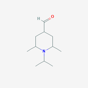 molecular formula C11H21NO B13213407 2,6-Dimethyl-1-(propan-2-yl)piperidine-4-carbaldehyde 