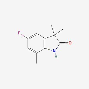 molecular formula C11H12FNO B13213432 5-fluoro-3,3,7-trimethyl-2,3-dihydro-1H-indol-2-one 