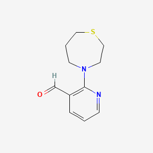 molecular formula C11H14N2OS B13213531 2-(1,4-Thiazepan-4-yl)pyridine-3-carbaldehyde 