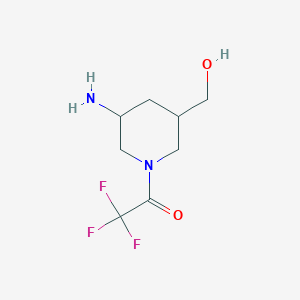 molecular formula C8H13F3N2O2 B13213592 1-[3-Amino-5-(hydroxymethyl)piperidin-1-yl]-2,2,2-trifluoroethan-1-one 