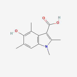 molecular formula C13H15NO3 B13213599 5-Hydroxy-1,2,4,6-tetramethyl-1H-indole-3-carboxylic acid 