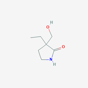 molecular formula C7H13NO2 B13213609 3-Ethyl-3-(hydroxymethyl)pyrrolidin-2-one 