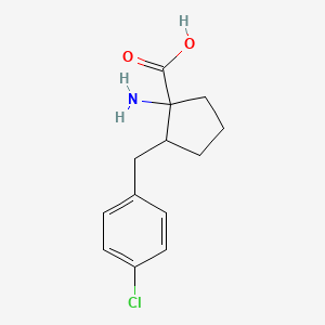 molecular formula C13H16ClNO2 B13213633 1-Amino-2-[(4-chlorophenyl)methyl]cyclopentane-1-carboxylic acid 