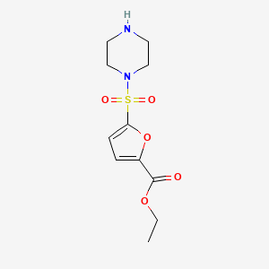 molecular formula C11H16N2O5S B13213758 Ethyl 5-(piperazine-1-sulfonyl)furan-2-carboxylate 