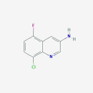 molecular formula C9H6ClFN2 B13213770 8-Chloro-5-fluoroquinolin-3-amine 