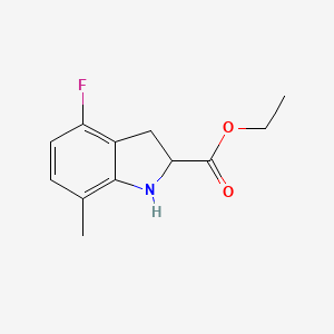 molecular formula C12H14FNO2 B13213813 Ethyl 4-fluoro-7-methyl-2,3-dihydro-1H-indole-2-carboxylate 