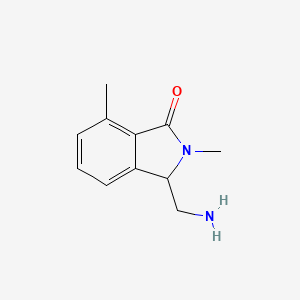 molecular formula C11H14N2O B13213862 3-(Aminomethyl)-2,7-dimethyl-2,3-dihydro-1H-isoindol-1-one 