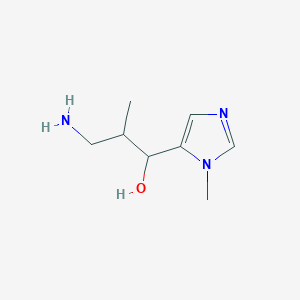 molecular formula C8H15N3O B13213876 3-amino-2-methyl-1-(1-methyl-1H-imidazol-5-yl)propan-1-ol 