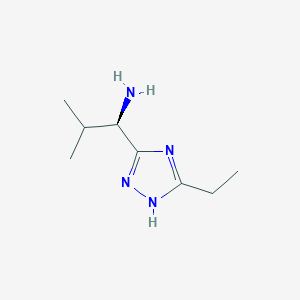 molecular formula C8H16N4 B13213912 (1R)-1-(5-Ethyl-1H-1,2,4-triazol-3-yl)-2-methylpropan-1-amine 