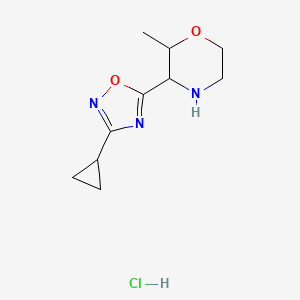 molecular formula C10H16ClN3O2 B13213980 3-(3-Cyclopropyl-1,2,4-oxadiazol-5-yl)-2-methylmorpholine hydrochloride 