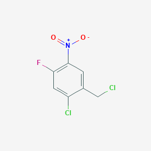 molecular formula C7H4Cl2FNO2 B13214009 1-Chloro-2-(chloromethyl)-5-fluoro-4-nitrobenzene 