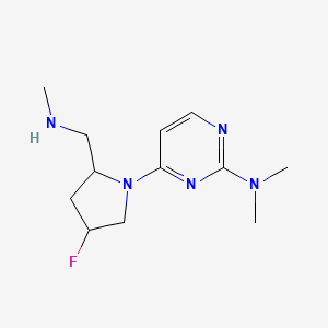 molecular formula C12H20FN5 B13214156 4-{4-fluoro-2-[(methylamino)methyl]pyrrolidin-1-yl}-N,N-dimethylpyrimidin-2-amine 