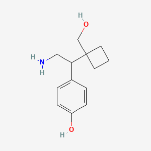 molecular formula C13H19NO2 B13214177 4-{2-Amino-1-[1-(hydroxymethyl)cyclobutyl]ethyl}phenol 