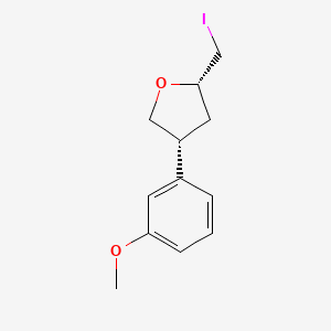 molecular formula C12H15IO2 B13214312 (2S,4R)-2-(Iodomethyl)-4-(3-methoxyphenyl)oxolane 