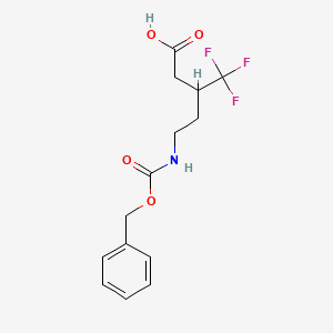 molecular formula C14H16F3NO4 B13214484 5-{[(Benzyloxy)carbonyl]amino}-3-(trifluoromethyl)pentanoic acid 