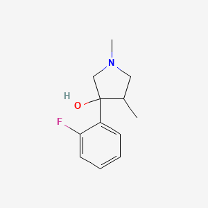 molecular formula C12H16FNO B13214518 3-(2-Fluorophenyl)-1,4-dimethylpyrrolidin-3-ol 