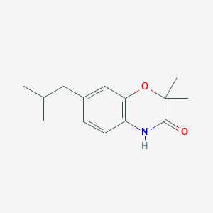 molecular formula C14H19NO2 B13214545 2,2-Dimethyl-7-(2-methylpropyl)-3,4-dihydro-2H-1,4-benzoxazin-3-one 