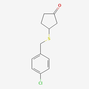 molecular formula C12H13ClOS B13214632 3-{[(4-Chlorophenyl)methyl]sulfanyl}cyclopentan-1-one 