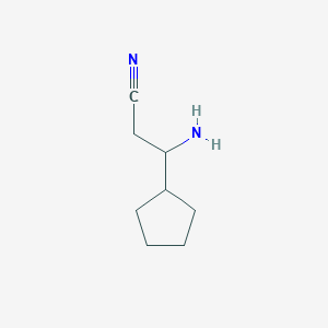 molecular formula C8H14N2 B13214644 3-Amino-3-cyclopentylpropanenitrile 