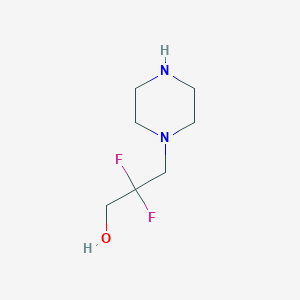 molecular formula C7H14F2N2O B13214665 2,2-Difluoro-3-(piperazin-1-yl)propan-1-ol 