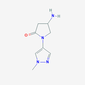 molecular formula C8H12N4O B13214791 4-Amino-1-(1-methyl-1H-pyrazol-4-yl)pyrrolidin-2-one 