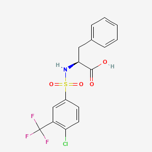 molecular formula C16H13ClF3NO4S B13215202 N-([4-Chloro-3-(trifluoromethyl)phenyl]sulfonyl)phenylalanine 