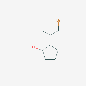 molecular formula C9H17BrO B13215266 1-(1-Bromopropan-2-yl)-2-methoxycyclopentane 