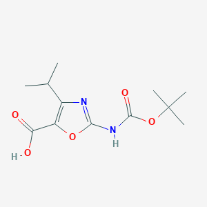 molecular formula C12H18N2O5 B13215305 2-{[(Tert-butoxy)carbonyl]amino}-4-(propan-2-yl)-1,3-oxazole-5-carboxylic acid 