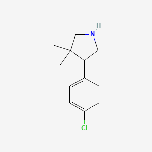 molecular formula C12H16ClN B13215352 4-(4-Chlorophenyl)-3,3-dimethylpyrrolidine 