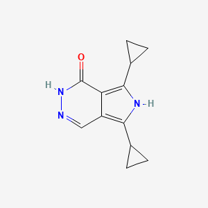 molecular formula C12H13N3O B13215437 5,7-Dicyclopropyl-1H,2H,6H-pyrrolo[3,4-d]pyridazin-1-one 