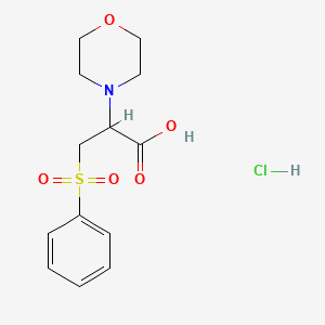 molecular formula C13H18ClNO5S B13215508 3-(Benzenesulfonyl)-2-(morpholin-4-yl)propanoic acid hydrochloride 