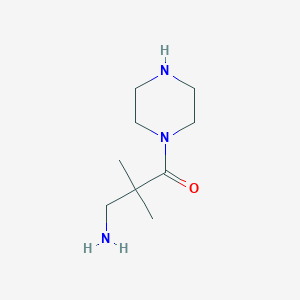 molecular formula C9H19N3O B13215866 3-Amino-2,2-dimethyl-1-(piperazin-1-yl)propan-1-one 