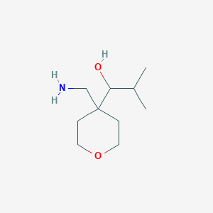 molecular formula C10H21NO2 B13215874 1-[4-(Aminomethyl)oxan-4-yl]-2-methylpropan-1-ol 