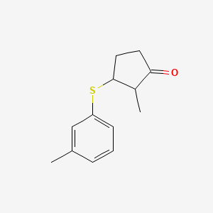 molecular formula C13H16OS B13216049 2-Methyl-3-[(3-methylphenyl)sulfanyl]cyclopentan-1-one 