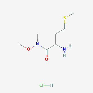 molecular formula C7H17ClN2O2S B13216110 2-Amino-N-methoxy-N-methyl-4-(methylsulfanyl)butanamide hydrochloride 