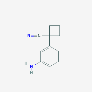 molecular formula C11H12N2 B13216123 1-(3-Amino-phenyl)-cyclobutanecarbonitrile 