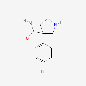 molecular formula C11H12BrNO2 B13216344 3-(4-Bromophenyl)pyrrolidine-3-carboxylic acid 