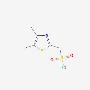 molecular formula C6H8ClNO2S2 B13216442 (Dimethyl-1,3-thiazol-2-yl)methanesulfonyl chloride 