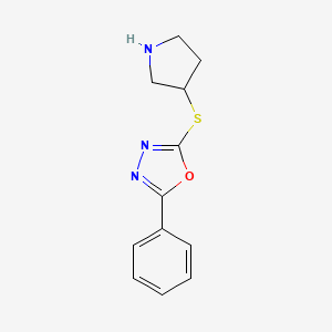 2-Phenyl-5-(pyrrolidin-3-ylsulfanyl)-1,3,4-oxadiazole