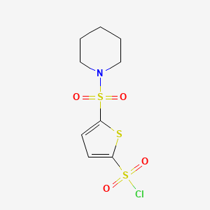 molecular formula C9H12ClNO4S3 B13216649 5-(Piperidine-1-sulfonyl)thiophene-2-sulfonyl chloride 