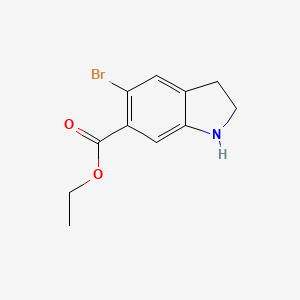 molecular formula C11H12BrNO2 B13216690 Ethyl 5-bromo-2,3-dihydro-1H-indole-6-carboxylate 