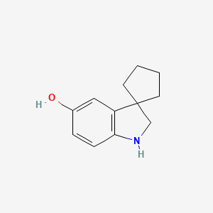 molecular formula C12H15NO B13216713 1',2'-Dihydrospiro[cyclopentane-1,3'-indole]-5'-ol 